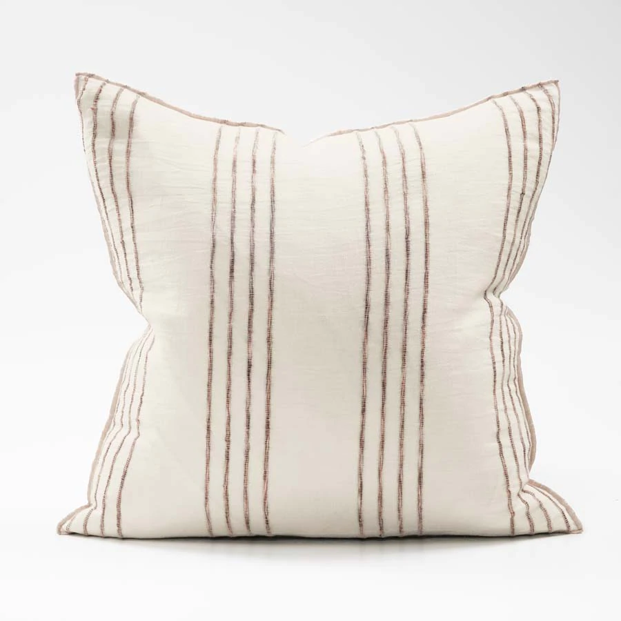 Eadie Lifestyle: Rock Pool Linen Cushion - Natural w' Organic Stripe