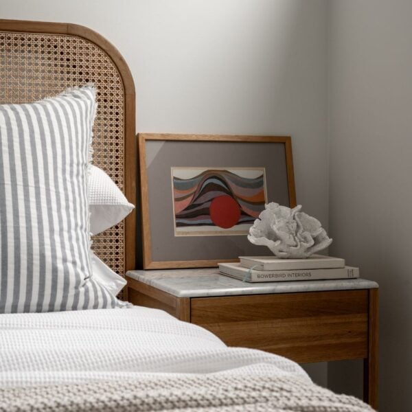 Coastal bedroom styled by Bowerbird Interiors